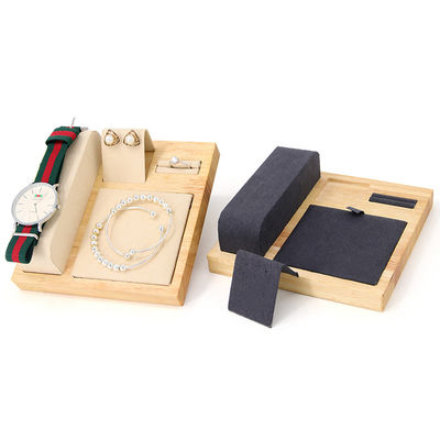 Multifunktioneel houten luxe juwelen display tray voor horloge hanger oorstokjes