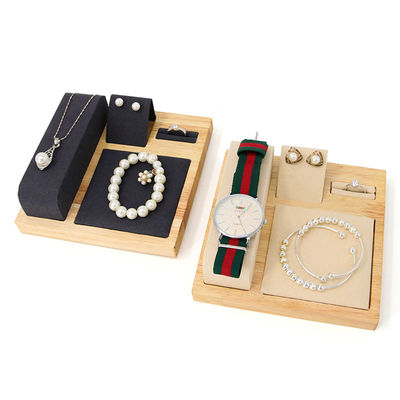 Multifunktioneel houten luxe juwelen display tray voor horloge hanger oorstokjes