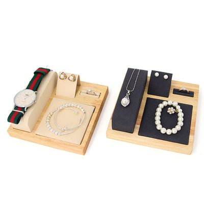 Multifunktioneel houten luxe juwelen display tray voor horloge hanger oorstokjes