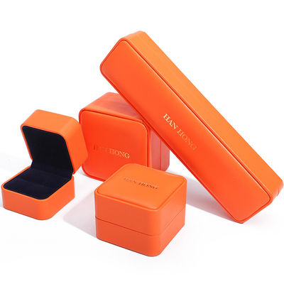 Warm stempelen gladde valse lederen sieraden doos verpakking set zachte fluwelen bekleding