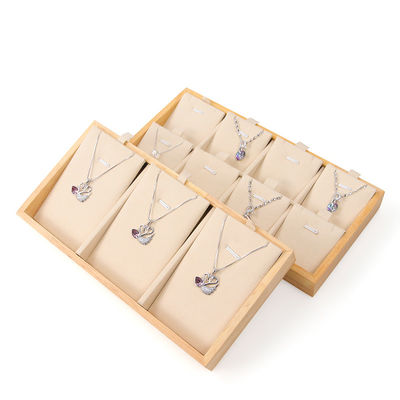 Meerdere cellen massief hout hanger opslagrek luxe halsketting display tray