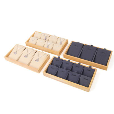 Meerdere cellen massief hout hanger opslagrek luxe halsketting display tray