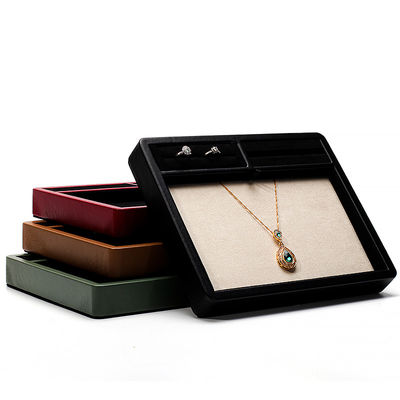 Multi-compartimenten PU leer sieraden displayplaat voor ring hanger oren studs