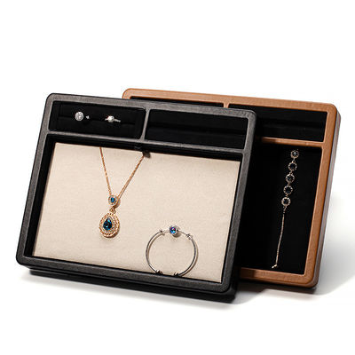 Multi-compartimenten PU leer sieraden displayplaat voor ring hanger oren studs