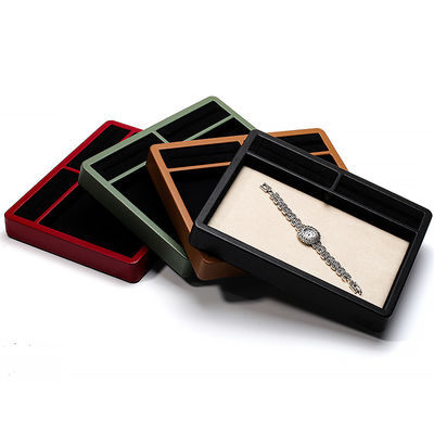 Multi-compartimenten PU leer sieraden displayplaat voor ring hanger oren studs