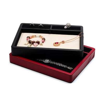 Multi-compartimenten PU leer sieraden displayplaat voor ring hanger oren studs