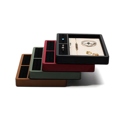 Multi-compartimenten PU leer sieraden displayplaat voor ring hanger oren studs