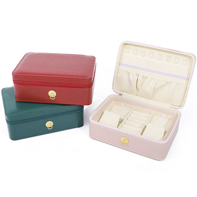 Ring-Pull Ornament PU Lederen Reizige Juwelen Organisator Multi-Cells Zipper Box