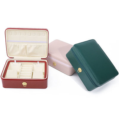 Ring-Pull Ornament PU Lederen Reizige Juwelen Organisator Multi-Cells Zipper Box