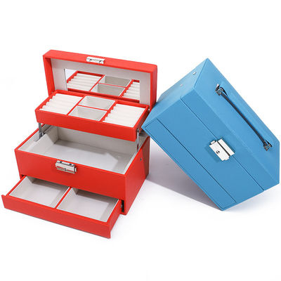 Draagbare Ruime Ruimte Faux Lederen Juwelen Organisator Doos Multi Cells Verpakking
