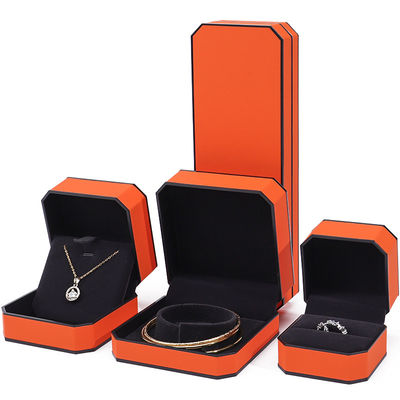 Octogonale oranje zwarte rand PU leer sieraden doos voor luxe verpakking