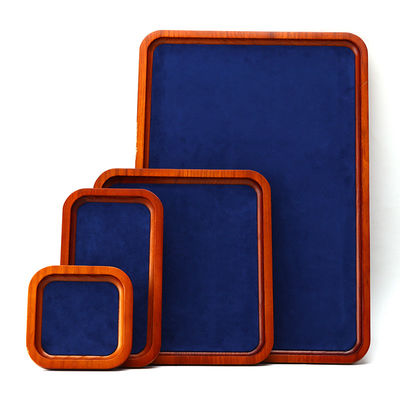 Solid Wood Luxury Jewelry Display Props Navy Super Fiber Lining voor Juwelen Exhibition