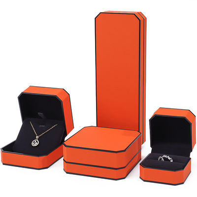 Octogonale oranje zwarte rand PU leer sieraden doos voor luxe verpakking