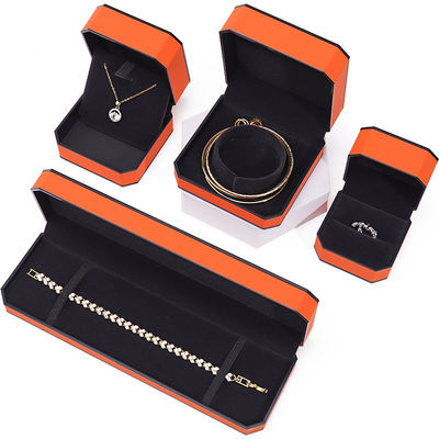 Octogonale oranje zwarte rand PU leer sieraden doos voor luxe verpakking