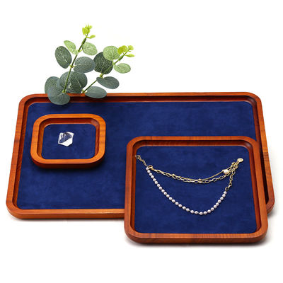 Solid Wood Luxury Jewelry Display Props Navy Super Fiber Lining voor Juwelen Exhibition