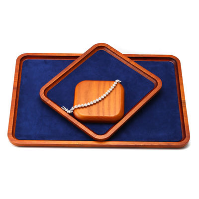 Solid Wood Luxury Jewelry Display Props Navy Super Fiber Lining voor Juwelen Exhibition