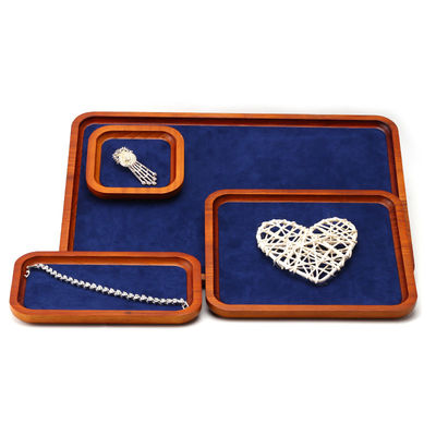 Solid Wood Luxury Jewelry Display Props Navy Super Fiber Lining voor Juwelen Exhibition