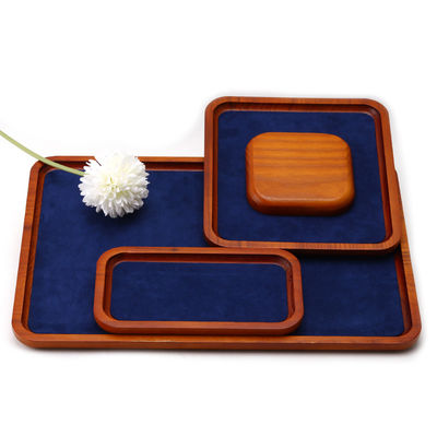 Solid Wood Luxury Jewelry Display Props Navy Super Fiber Lining voor Juwelen Exhibition