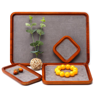 kopen Red Edge Houten sieraden Display Requisiten Super Fiber Lining Exhibition Display Trays online manufacture