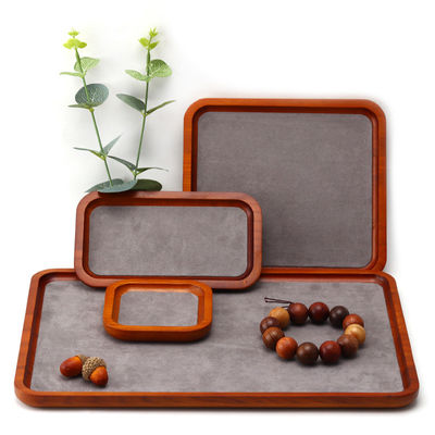 Red Edge Houten sieraden Display Requisiten Super Fiber Lining Exhibition Display Trays