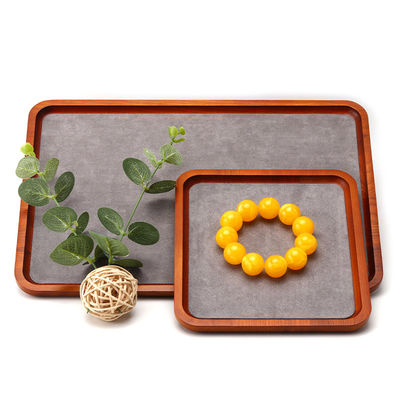 Red Edge Houten sieraden Display Requisiten Super Fiber Lining Exhibition Display Trays