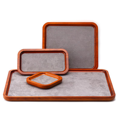 Red Edge Houten sieraden Display Requisiten Super Fiber Lining Exhibition Display Trays