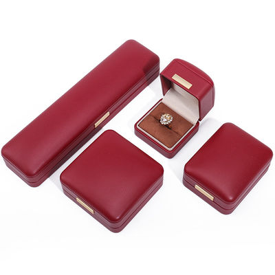 Floating Effect Rood PU Leer Luxe Juwelen Verpakkingsdoos Set met Gouden Bar