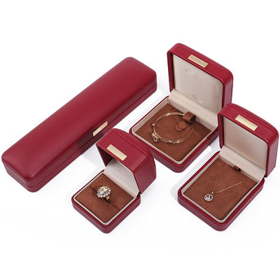Floating Effect Rood PU Leer Luxe Juwelen Verpakkingsdoos Set met Gouden Bar