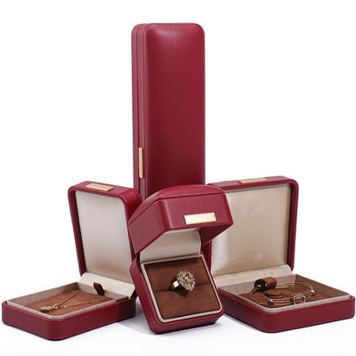 Floating Effect Rood PU Leer Luxe Juwelen Verpakkingsdoos Set met Gouden Bar