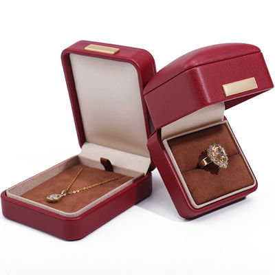 Floating Effect Rood PU Leer Luxe Juwelen Verpakkingsdoos Set met Gouden Bar