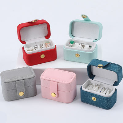 Mini PU Lederen Oordopper Ring Opbergdoos Juwelenhouder Met Knop Sluiting