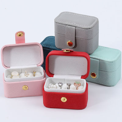 Mini PU Lederen Oordopper Ring Opbergdoos Juwelenhouder Met Knop Sluiting