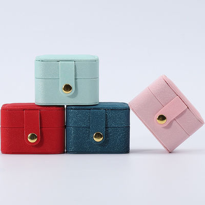 Mini PU Lederen Oordopper Ring Opbergdoos Juwelenhouder Met Knop Sluiting