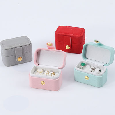 Mini PU Lederen Oordopper Ring Opbergdoos Juwelenhouder Met Knop Sluiting