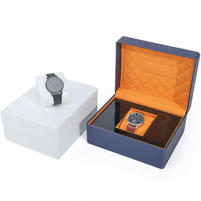 Soft Touch Lining PU Lederen Horloge Doos Luxe Verpakking Met Slank Houten Interieur