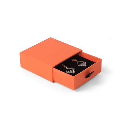 Groothandel Vervaardiging Eco Friendly hoogwaardig cadeau Sieraden Doos Gepersonaliseerde Persoonlijke Ring Halsketting Oorbellen Armband Verpakking Oranje Karton Papier Laaier Sieraden Doos met logo