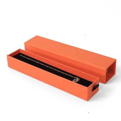 Groothandel Vervaardiging Eco Friendly hoogwaardig cadeau Sieraden Doos Gepersonaliseerde Persoonlijke Ring Halsketting Oorbellen Armband Verpakking Oranje Karton Papier Laaier Sieraden Doos met logo