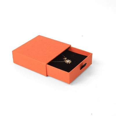 Groothandel Vervaardiging Eco Friendly hoogwaardig cadeau Sieraden Doos Gepersonaliseerde Persoonlijke Ring Halsketting Oorbellen Armband Verpakking Oranje Karton Papier Laaier Sieraden Doos met logo