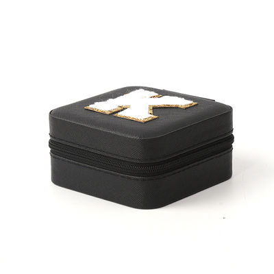 Luxe Juwelen Geschenkopslag Doos Custom Logo Draagbare Kleine Lederen Zwarte Organisator Reiskoffer