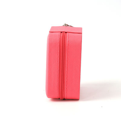 Luxe Juwelen Geschenkopslag Doos Custom Draagbare Kleine Lederen Roze Rode Juwelen Organisator Reiszak