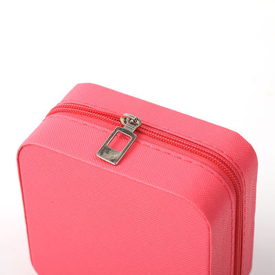 Luxe Juwelen Geschenkopslag Doos Custom Draagbare Kleine Lederen Roze Rode Juwelen Organisator Reiszak