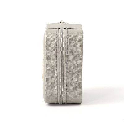 Kleine lederen grijze sieraden organisator reiskoffer sieraden opslagdoos