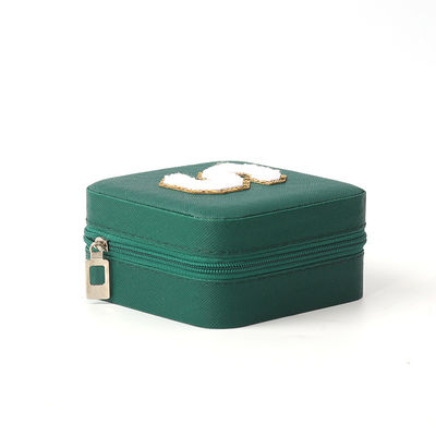Juwelen Geschenkopslagdoos Custom Draagbare Kleine Lederen Donkergroene Juwelen Organisator Juwelenopslagdoos