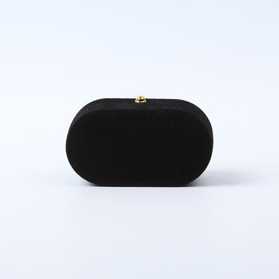 Gepersonaliseerde Zwarte Fluwelen Juwelen Verpakking Bruiloft Verloving Dubbele Ring Luxe Juwelen Doos