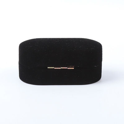 Gepersonaliseerde Zwarte Fluwelen Juwelen Verpakking Bruiloft Verloving Dubbele Ring Luxe Juwelen Doos