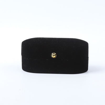 Gepersonaliseerde Zwarte Fluwelen Juwelen Verpakking Bruiloft Verloving Dubbele Ring Luxe Juwelen Doos