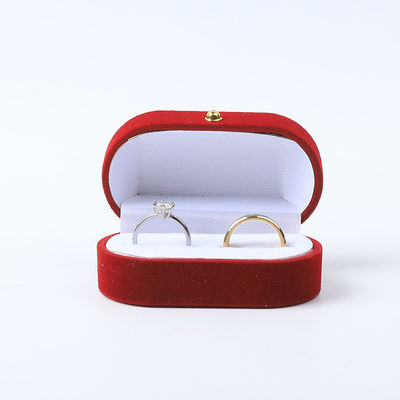 Luxe juwelen doos gepersonaliseerd op maat Rood fluwelen juwelen verpakking bruiloft verloving dubbele ring doos