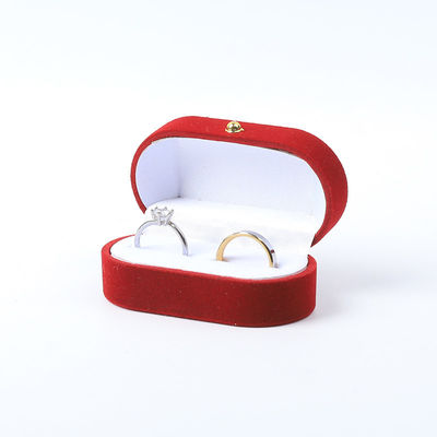 Luxe juwelen doos gepersonaliseerd op maat Rood fluwelen juwelen verpakking bruiloft verloving dubbele ring doos
