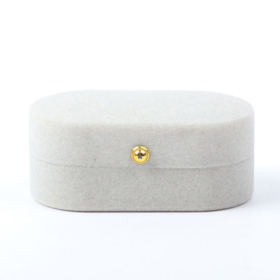 Luxe juwelen doos Gepersonaliseerd Custom Grijze Fluweel Juwelen Verpakking Bruiloft Verloving Dubbele Ring Doos
