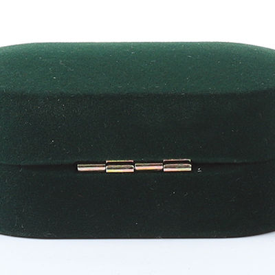 Groothandel Vervaardiging Luxe Juwelen Doos Gepersonaliseerd Custom Groen Fluwelen Juwelen Verpakking Bruiloft Verloving Dubbele Ring Doos Met Logo